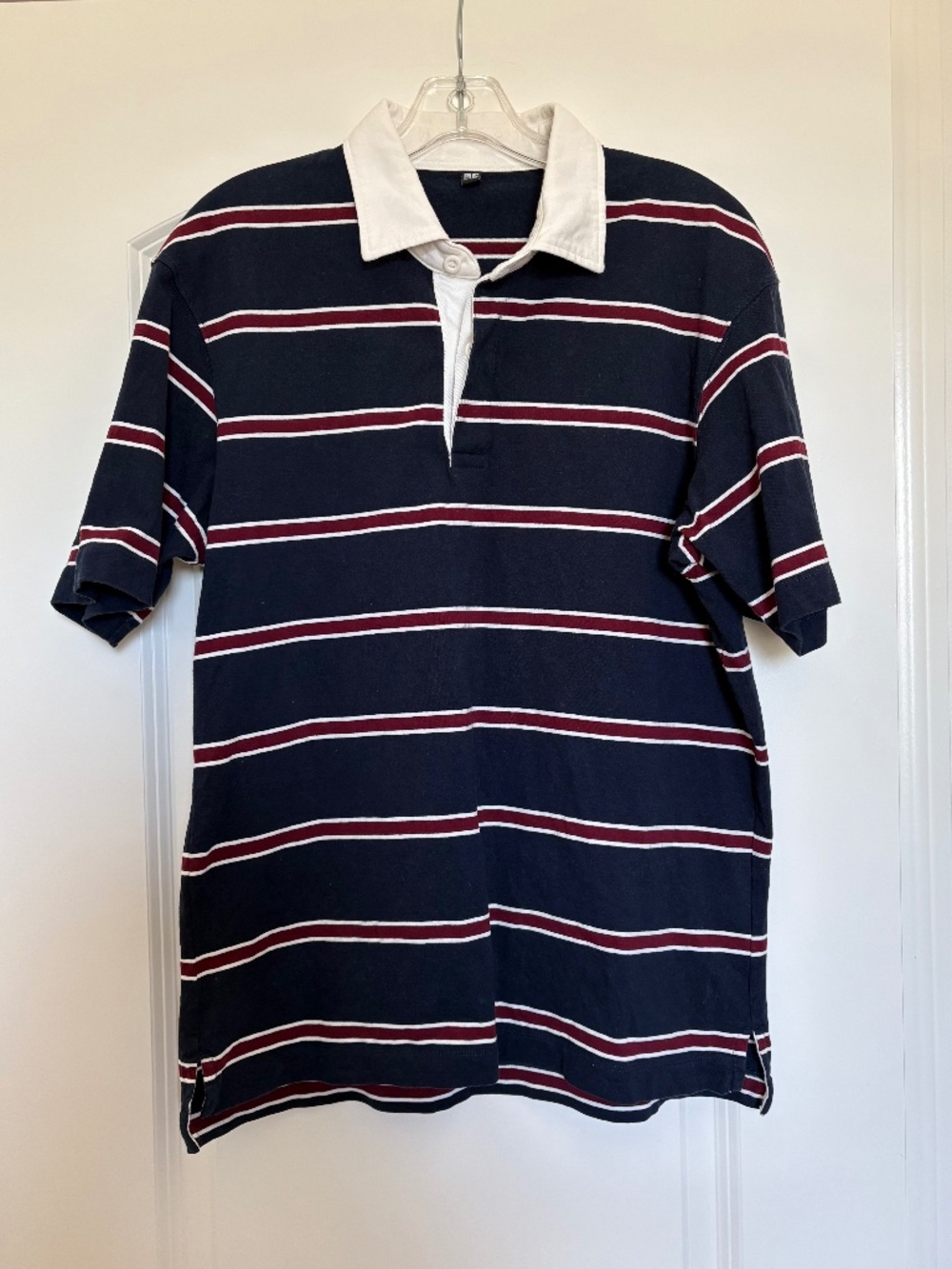 Uniqlo striped men’s polo navy and maroon red